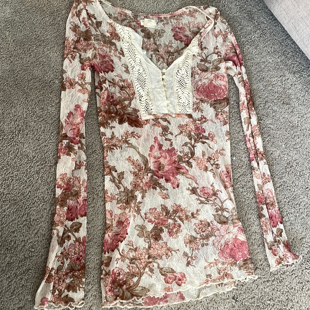 Long sleeve floral lace Denim Supply shirt size XS